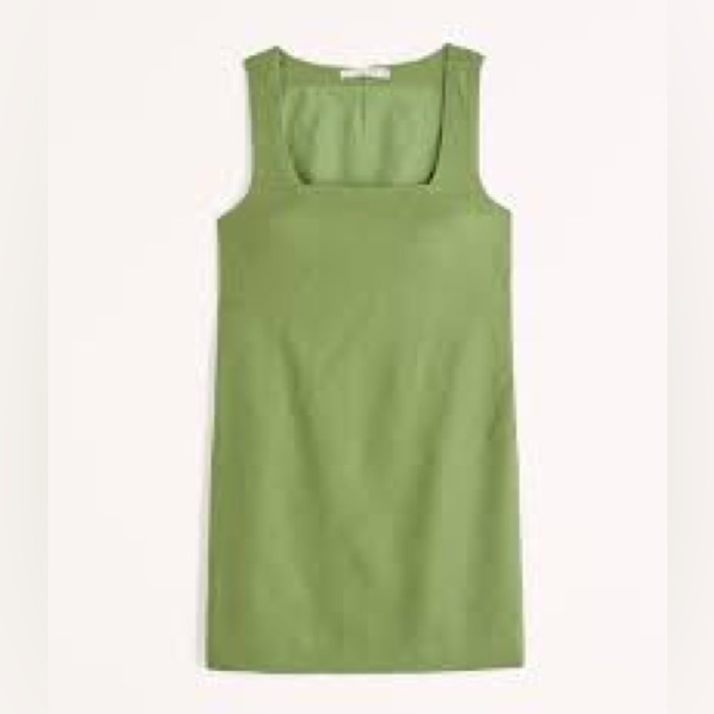 Abercrombie & Fitch linen-blend wide strap mini dress green new with tags